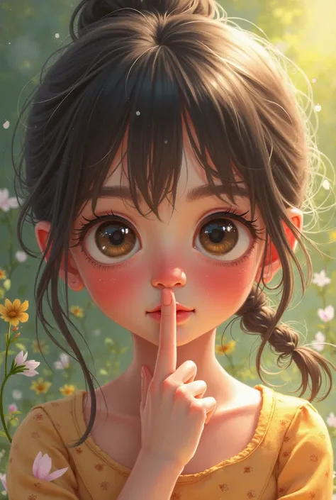 A finger on her nose 