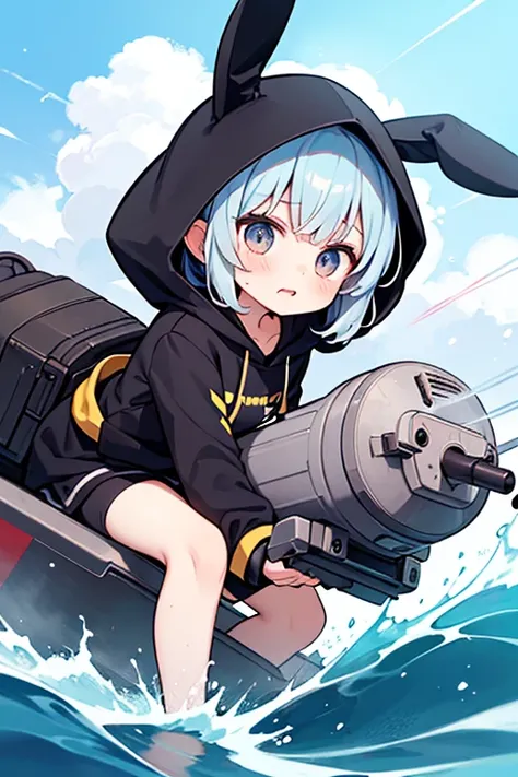 「wave sprinter」 - agile girl with animal motifs 
Image: A girl wearing a hood with ears like a rabbit on a 。the maneuverability of a destroyer is expressed in the image of a rabbit bouncing。torpedoes are rocket-like with attached legs。  
character: a bit t...