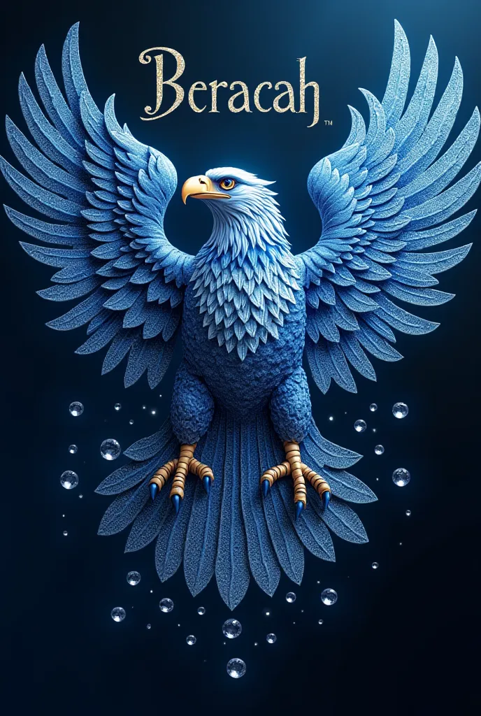 A beautiful eagle design with diamonds with blue colour and Beracah under the eagle 