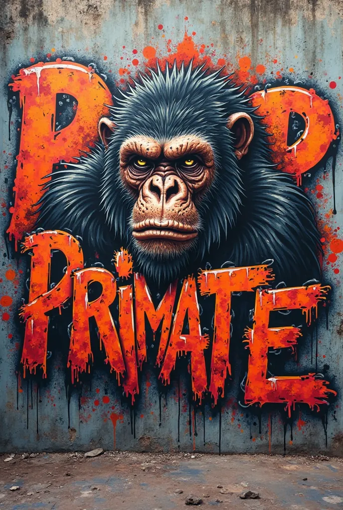 A rap-style graffiti that says " primate "
