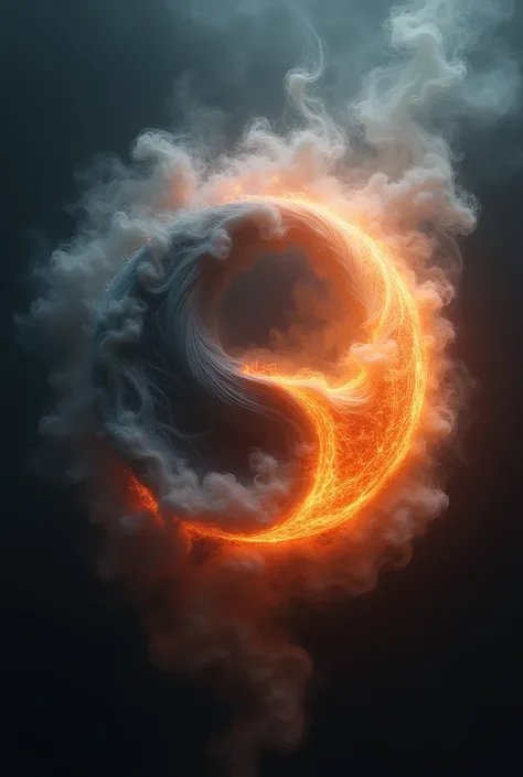 Yin yang smoky shape on fire