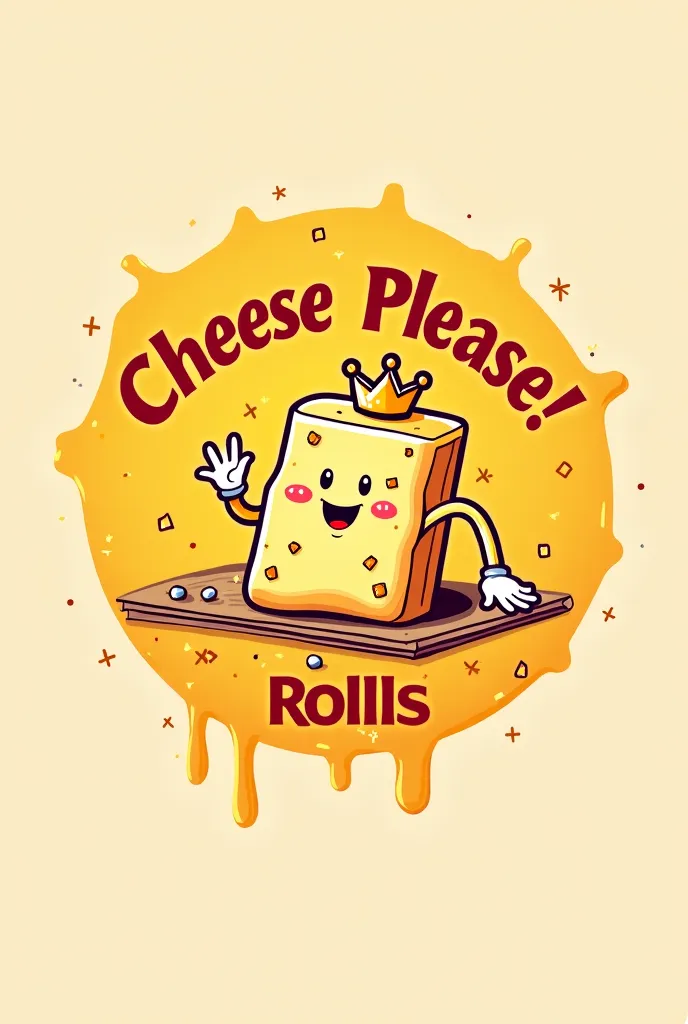 Generate a logo about our product which is cheese roll, our name or organization name is Cheese Please! Rolls, with a tagline which is "Don't beg to others, beg for more cheese roll!