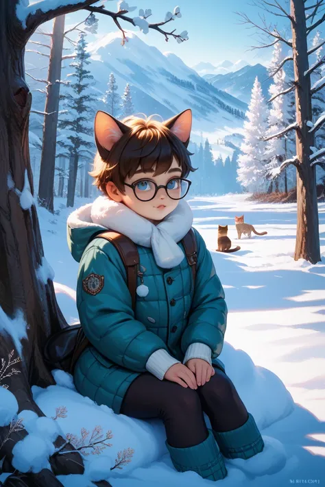  Shota　Cat ears　Glasses　snow