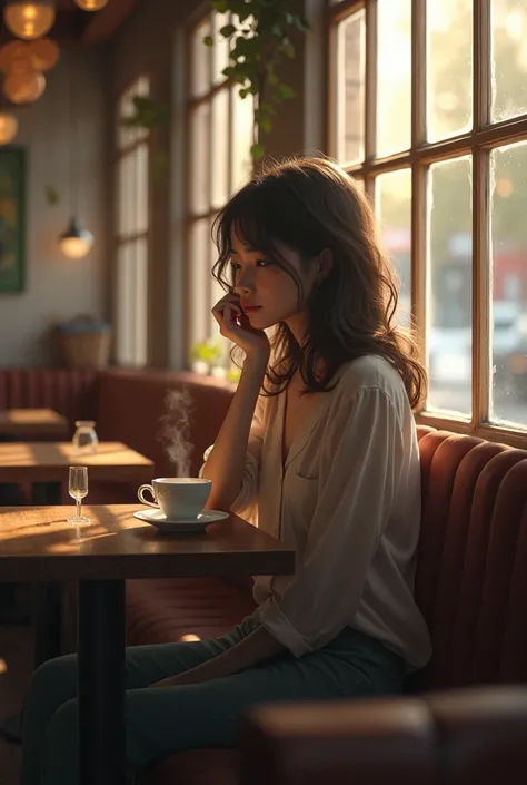 Girl in a cafe alone