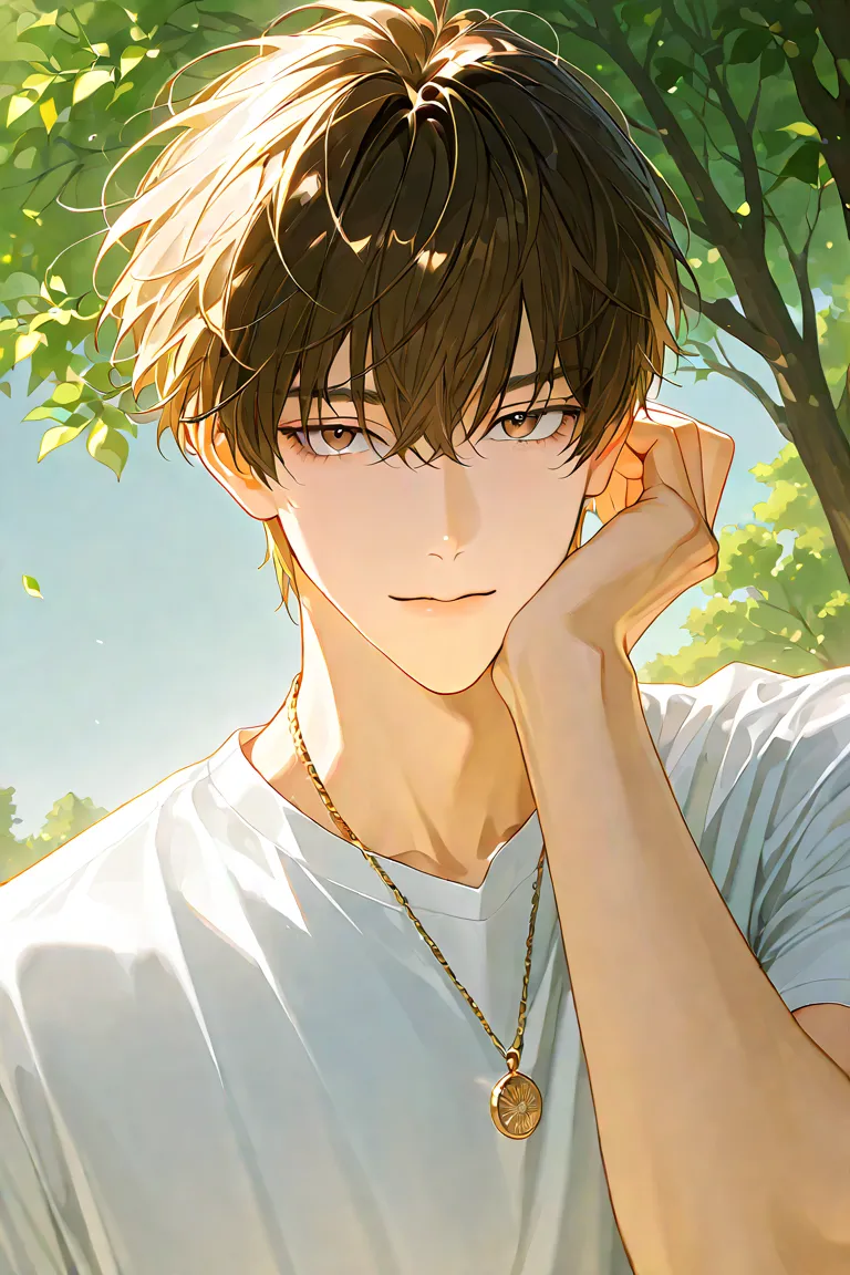 4k , 8k , (only 1male random hair color with brown eyes color) , ((with  no hair bang style)) , short hair style , 25 years old , adult , park environments , good focus , ตรงตามกายวิภาคมนุษย์ ,ร่างกายสมส่วน , anime eyes , good figured , Focus from the head...