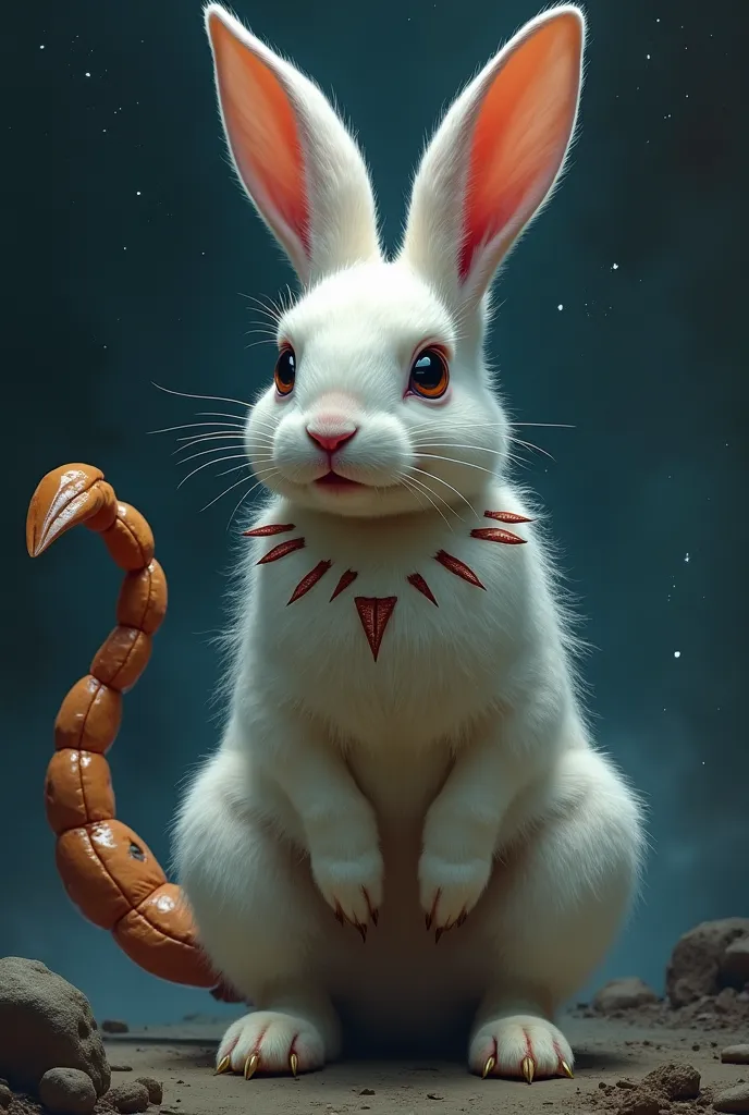 A RABBIT MERGING WITH THE SCORPIO ZODIAC SIGN THAT HAS A SCORPION'S TAIL