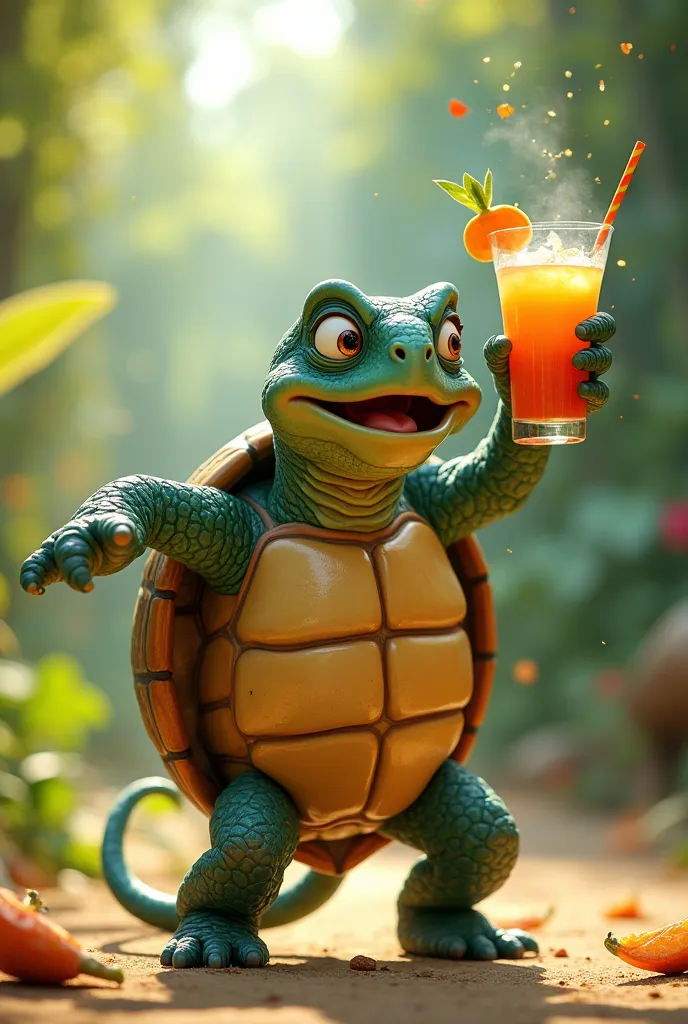 Turtle dancing and drinking