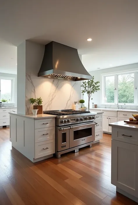 Create a Kitchen with a huge modern stove 