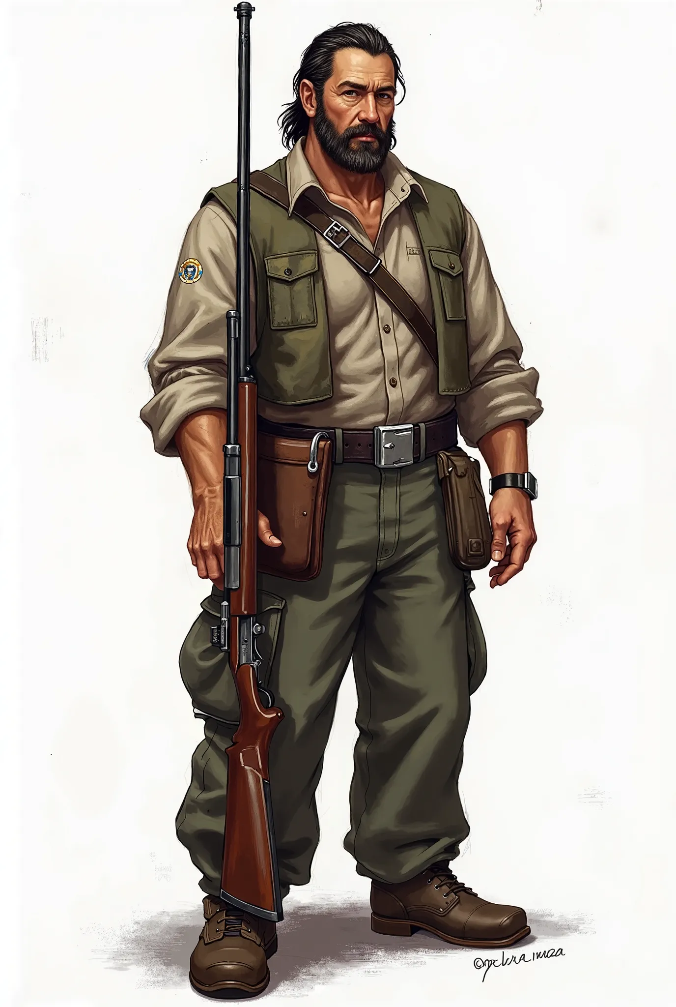 General image.                   Character Description :

Hunter 1

Physical Appearance:
- Age: 30 years
- Beard: clothing
- Country-style: strong and determined

Long and well-kept:
- Shirt:  squares , face
-: sturdy pants suitable for hunting

Arma:
- Ri...