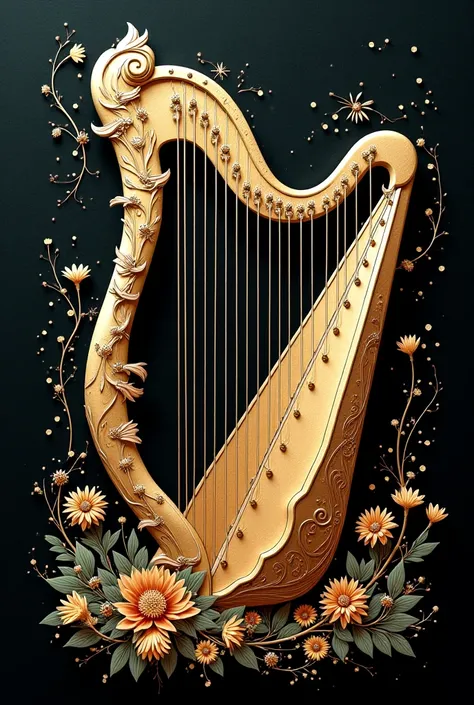 Writing the name of the harp in a very distinctive design 