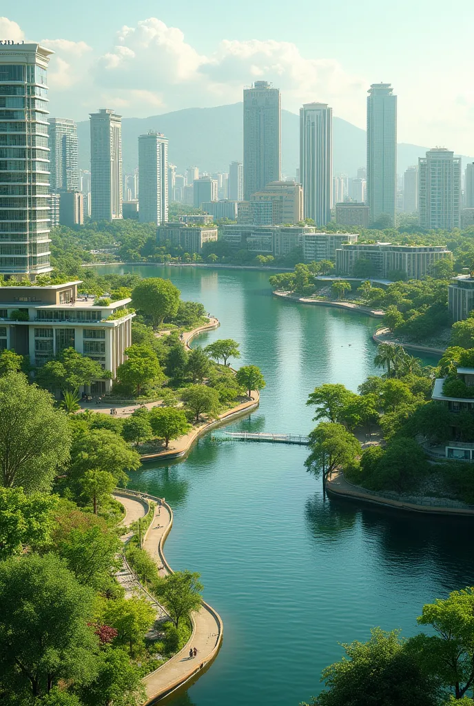 clean , green eco-city , located next to the lake 