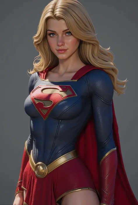 ultra-realistic, supergirl realism,Defined full lips,natural lighting,,sexy ,feminine body,UHD 8K, grey background, character design sketch in various perspectives, rear, front, 3 /4, profile
