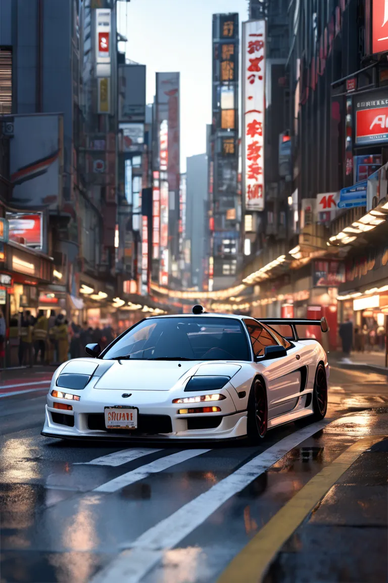  (bestquality,4K,8k, highres,masterpiece:1.3),ultra-detailed,(realistic,photorealistic,photo-realistic:1.4),HDR,UHD,Ultra High Resolution Picture.2002 NSX Type R runs on the Tokyo Metropolitan Expressway at night、((driver has shadows only))、detailed body l...