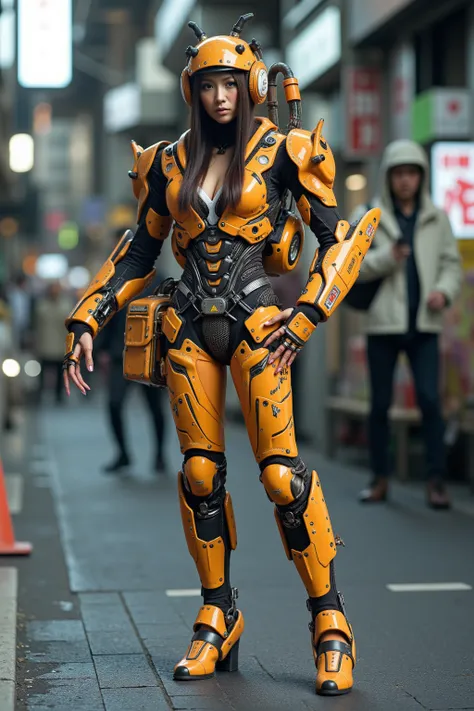 Masterpiece, top quality, 8k, Japanese woman in heavy armed cockroach-like animal bio suit, A machine is implanted in the living body, inverted jointed leg, vvivid color and vivid textures, ultimate realistic beautiful female face, bio-mechanical, ultimate...