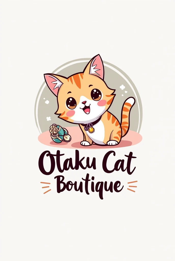 Make a logo for a kawaii clothing store with the anime logo that says otaku cat boutique