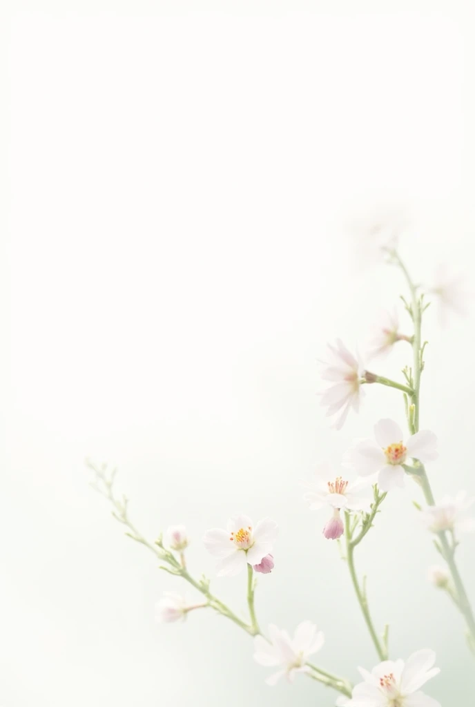 i want to made a book cover around pure white and in all a lot off small Spanish cherry flower and green leaf
