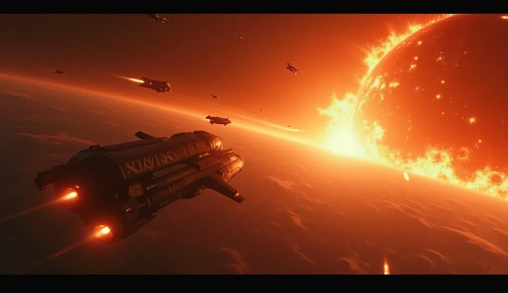 – A cinematic opening showing a devastated alien fleet orbiting a burning planet, with the words "Never Piss Off The Humans" appearing in bold.– Slow-motion footage of an alien invasion force descending, followed by rapid cuts of human retaliation—explosio...