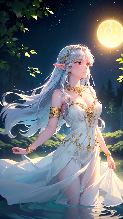 (masterpiece:1.3, best quality:1.3, ultra-detailed:1.3, high resolution:1.3)

(fantasy, ethereal, mystical)
(beautiful silver-haired spirit, long flowing white hair, glowing emerald green eyes:1.2, pale translucent skin:1.1)
(wearing an elegant elven-style...