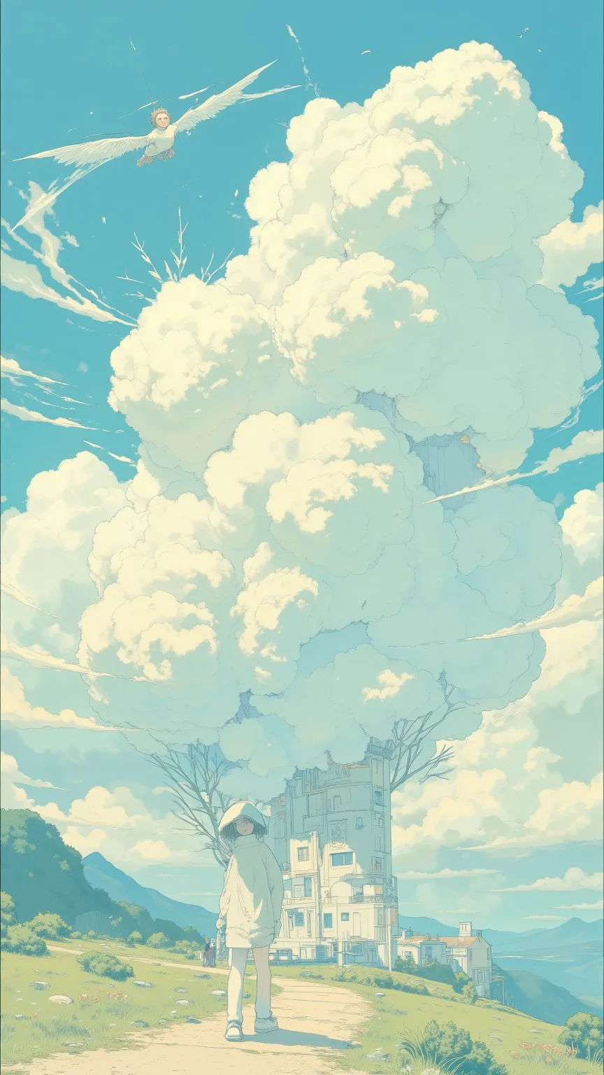 (masterpiece, Intricate), (ultra detailed), (super fine illustration), (extremely detailed CG), (🍦There is one very large Nyudo cloud in the shape of)

