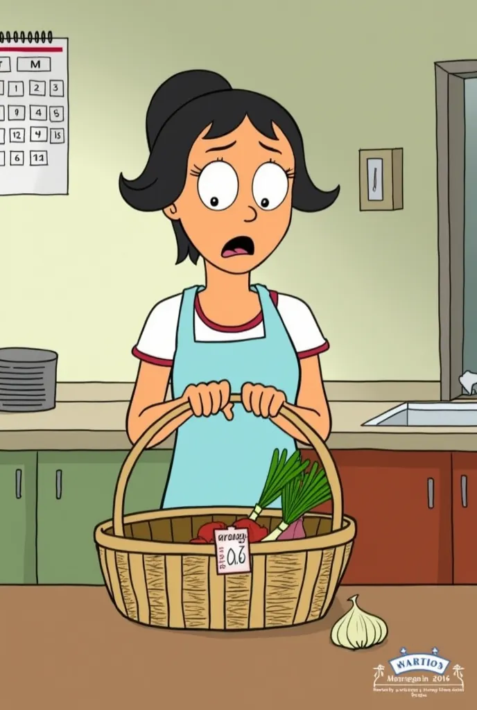 Setting: A simple kitchen. Aling Maria is looking at a mostly empty vegetable basket with a worried expression.
Characters: Aling Maria
Visuals: A calendar on the wall shows the current month. A price tag on an onion is visible, showing a high amount.