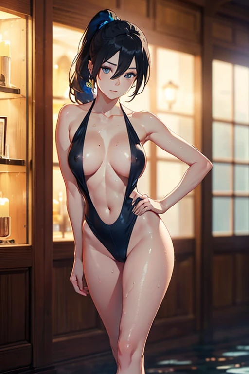 anime girl, wide shot, long shot, panoramic ,masterpiece, high sensitivity, high resolution, full body photo, hot korean girl, a photorealistic portrait of a stunningly beautiful woman with detailed makeup, extremely detailed eyes, detailed symmetrical rea...