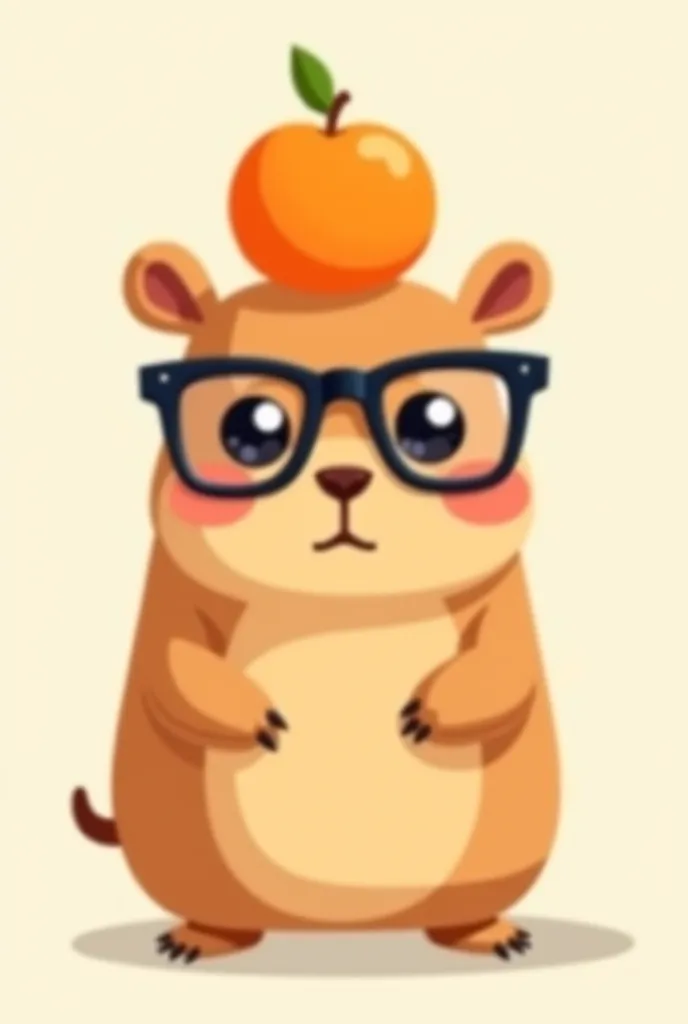 Cute capypara avatar,  Humor , wearing black eyeglasses. With orange fruit on top