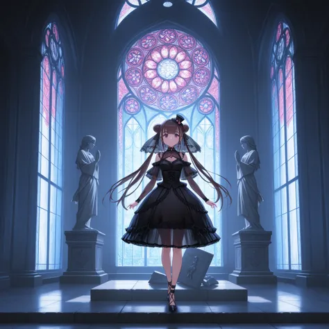 (Intricate:1.5), (ultra detailed:1.3), (super fine illustration), (extremely detailed CG), (minihat:1.2\tulle:1.2), BREAK, 1girl\braids, twin tails, bun\gothic dress\((see-through)) veil, (masterpiece:1.2), (bestquality:1.2), (gorgeous:1.5), (delicate:1.3)...