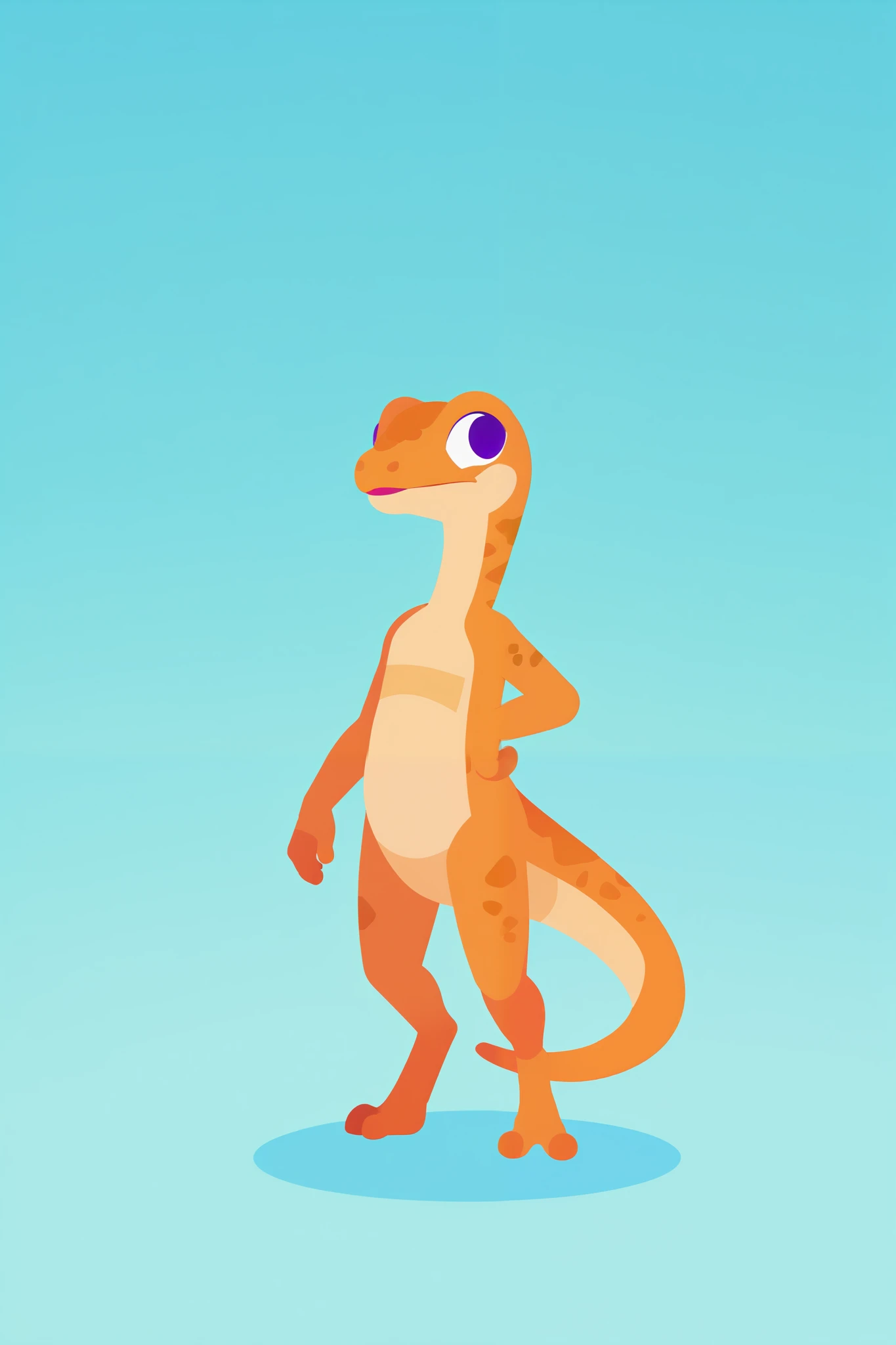 Simple 2d vector  Lizard  character full body facing front animation ready, body parts seperated