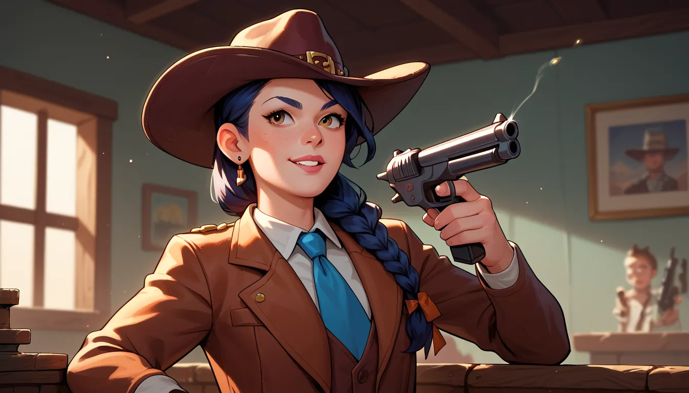 duel, cowboys with guns, duel, closeup, cartoon, digital art, game, asset, concept