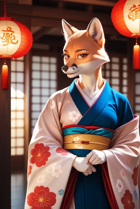 beauty， mature，Fox tribe，Wearing a Kimono