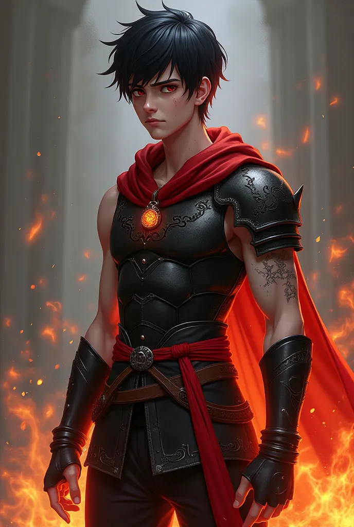 Kerythos Ignis, a fifteen-year-old hardened by a harsh life and intense training, appears older than his age. Standing at 175 cm, he has a slim yet athletic build with defined but immature muscles and a slight hunch hinting at emotional burdens. His pale, ...