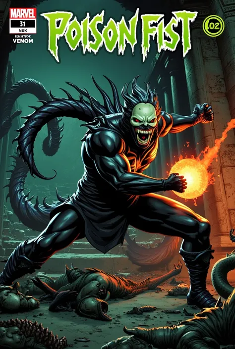 Poison Fist (Iron Fist + Venom)

 Image Description :

A brutal and viscous cover, mostrando Poison Fist em postura de luta, with black tentacles and a sinister glow emanating from their fists. His costume combines the mystical symbolism of the dragon with...