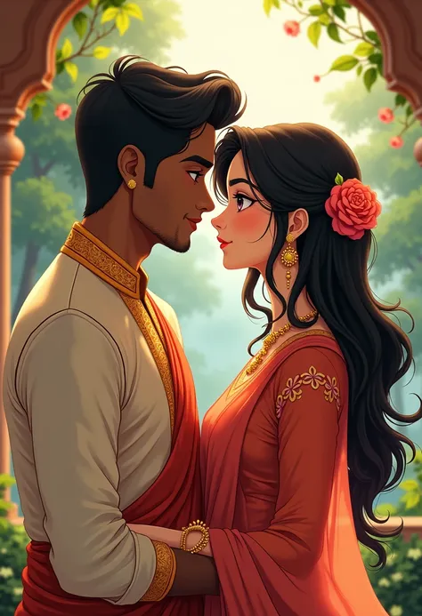 A beautiful anime wife with indian husband.