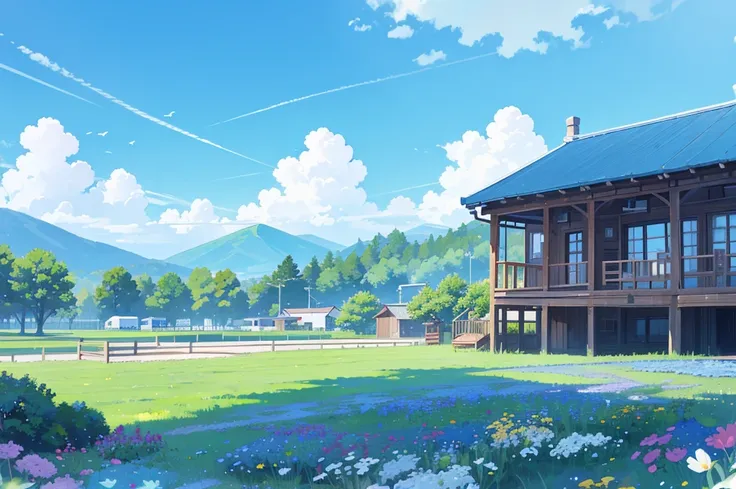 Background only illustration、morning、Beautiful blue sky