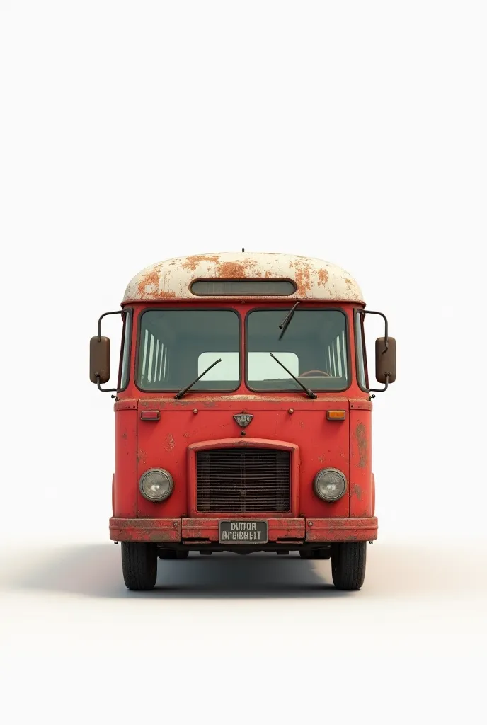 Draw a red old bus  on white background  with pastels 