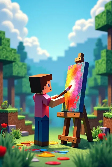 Minecraft player Acts to Paint 
