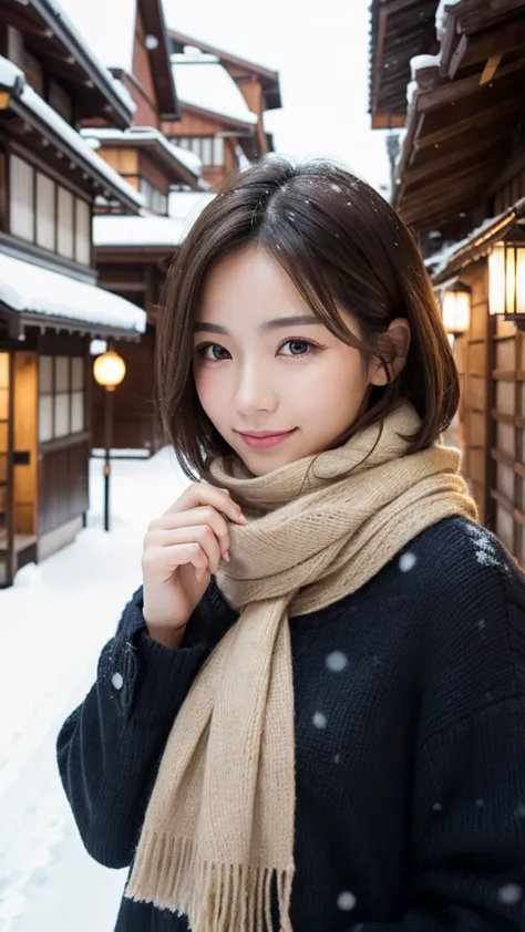 highest quality、genuine、Super detailed、finely、High resolution、8k wallpaper、one beautiful japanese woman Walking  through the scramble intersection.、light brown disheveled hair、sharp focus、perfect dynamic composition、beautiful and detailed eyes、thin short h...