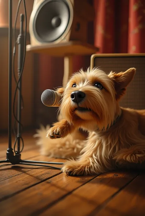 I wanna to create a video of this dog singing with a microphone 