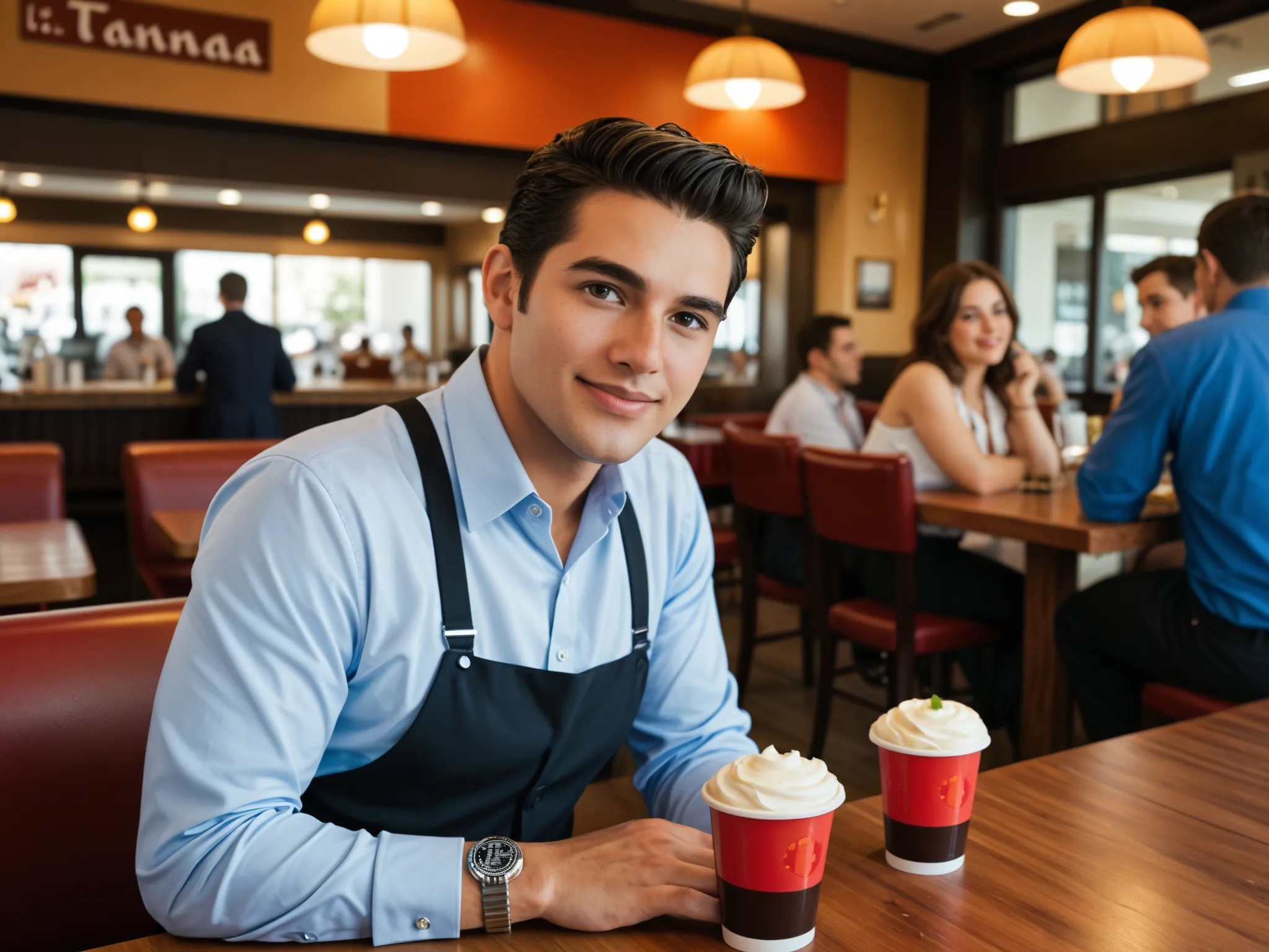 A local executive restaurant business owner speaks in front of the camera about their San Antonio Texas, business