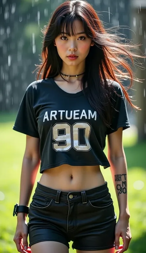  high quality images , 3D 8K,   taken with the highest quality camera.  , the camera , Fuji Camera , ,   use the highest quality and most modern images.. ,The best images and colors  ,  Asian girl with a round face  , There is a yakusa tattoo   ,  wearing ...