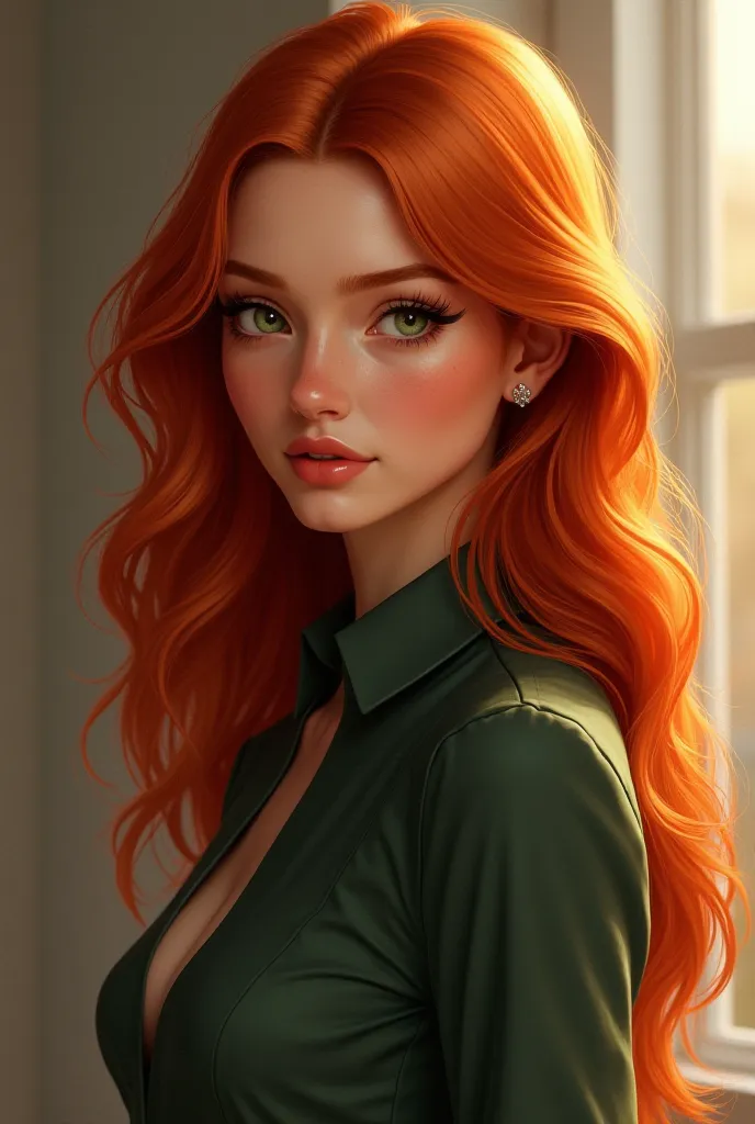 Of course! Here's a detailed description of a girl with traits inspired by a redhead :

---

**Description of the girl :**

She is a stunning young woman,  astronaut with long wavy hair, of a vibrant red that shines in the sunlight. Your face is delicate, ...