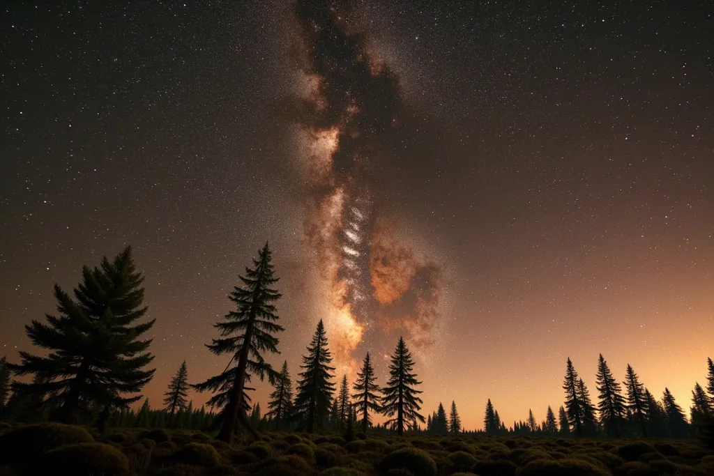 Milky way in a nordic forest