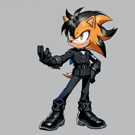  Oc do Sonic, orange,  lemon-green eyes , hedgehog, black shoe, Cabelinho na Frente Preto, black gloves,  male father, hedgehog, without clothes