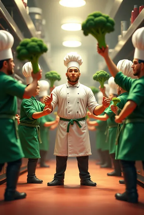 A chef who cooks with his broccoli brigade 