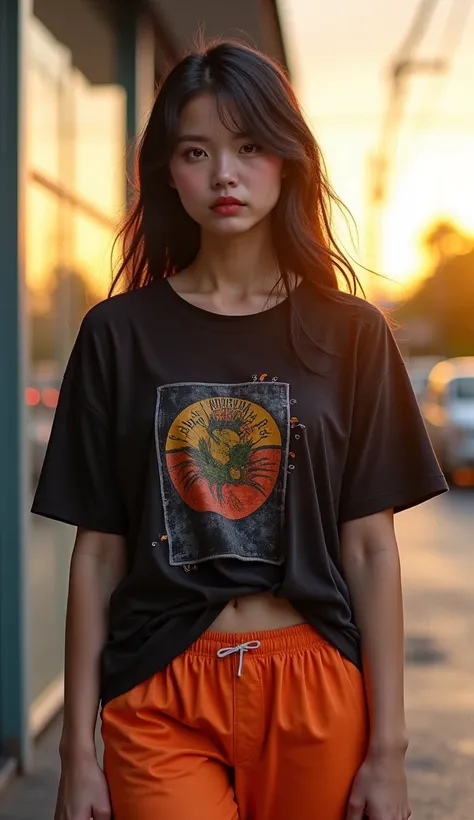  high quality images , 3D 8K,  taken with the highest quality camera , the camera , Fuji Camera , ,   use the highest quality and most modern images.. ,The best images and colors  ,  Asian girl with a round face  , There is a yakusa tattoo   ,  wearing a b...