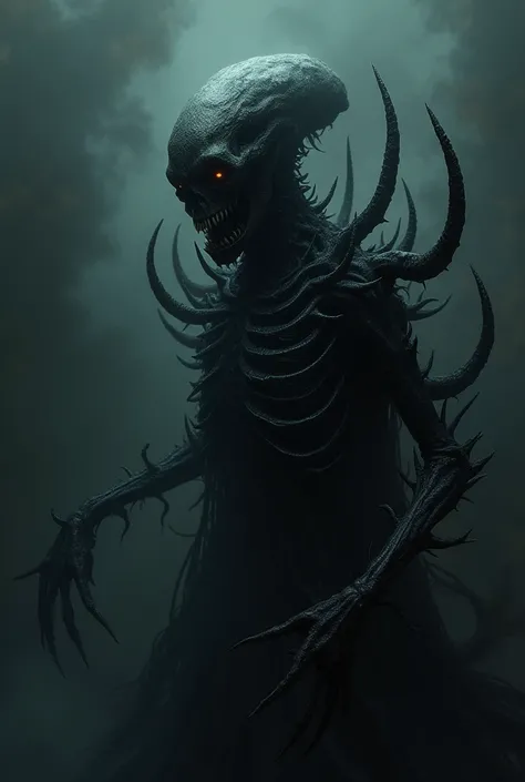 The creature is a skeletal and distorted being, formed by pure dark matter. Its members are long and thin, writhing like tentacles in the void, its razor-sharp claws.  Where there should be a face , there is only one empty cavity. The eyes, two spectral sl...