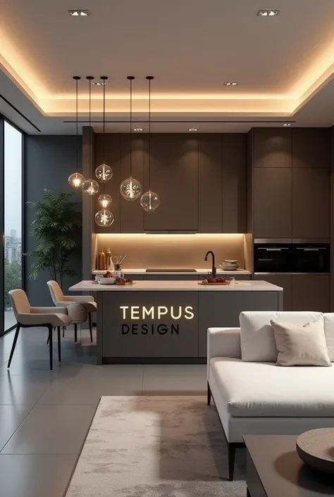 Picture this way ponech. Add modern lettering on top cabinets "Tempus Design", which will be backlit 