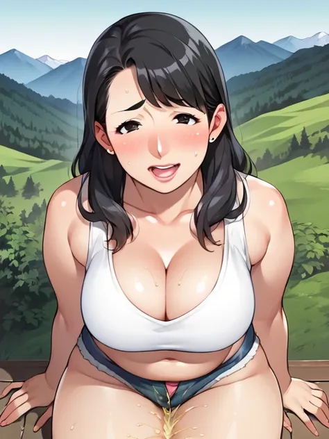   score_9,  score_8_ up,  score_7_ up,  score_６,  score_5_ up,  score_4_ up， anime break ，nsfw，  uncensored ， By NTRMAN,  masterpiece,Mother,Mature Woman,40s,,40 year old thick body,  sexy, chubby mom ,  dark eyes,  black hair, long hair, Big Breasts ,  XX...