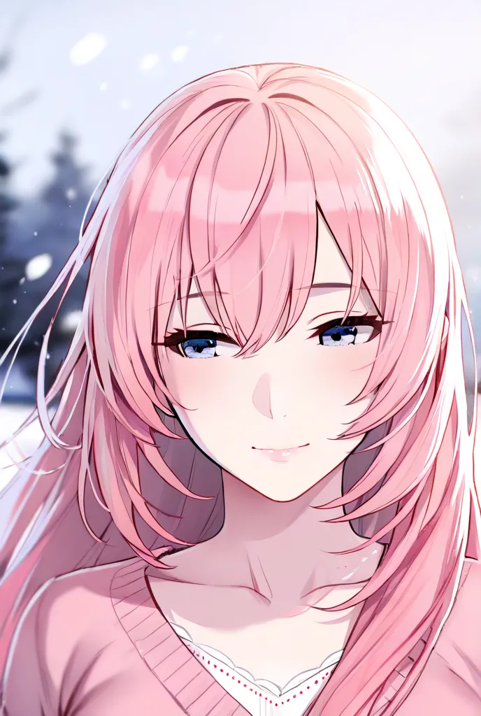 Megurine Luka cute adult casual clothes G pan winter walk upper body pink hair sexy
20才長い髪,  upper body