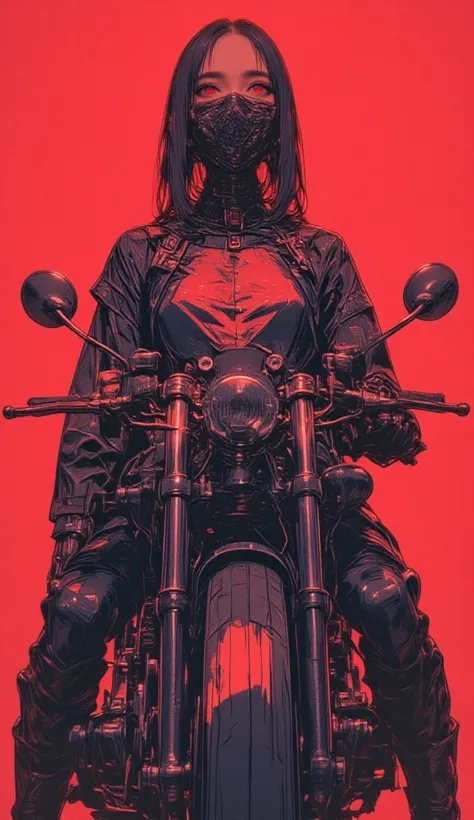 motorcycle poster with red design, Cartoon inspired by Katsuhiro Otomo,  trending on pixiv, chest, Akira's motorcycle, Akira motorcycle, Akira art style, Akira japanese art, Akira artstyle, Akira vibes, 19xx :2 Akira movie style : 8, Akira style illustrati...